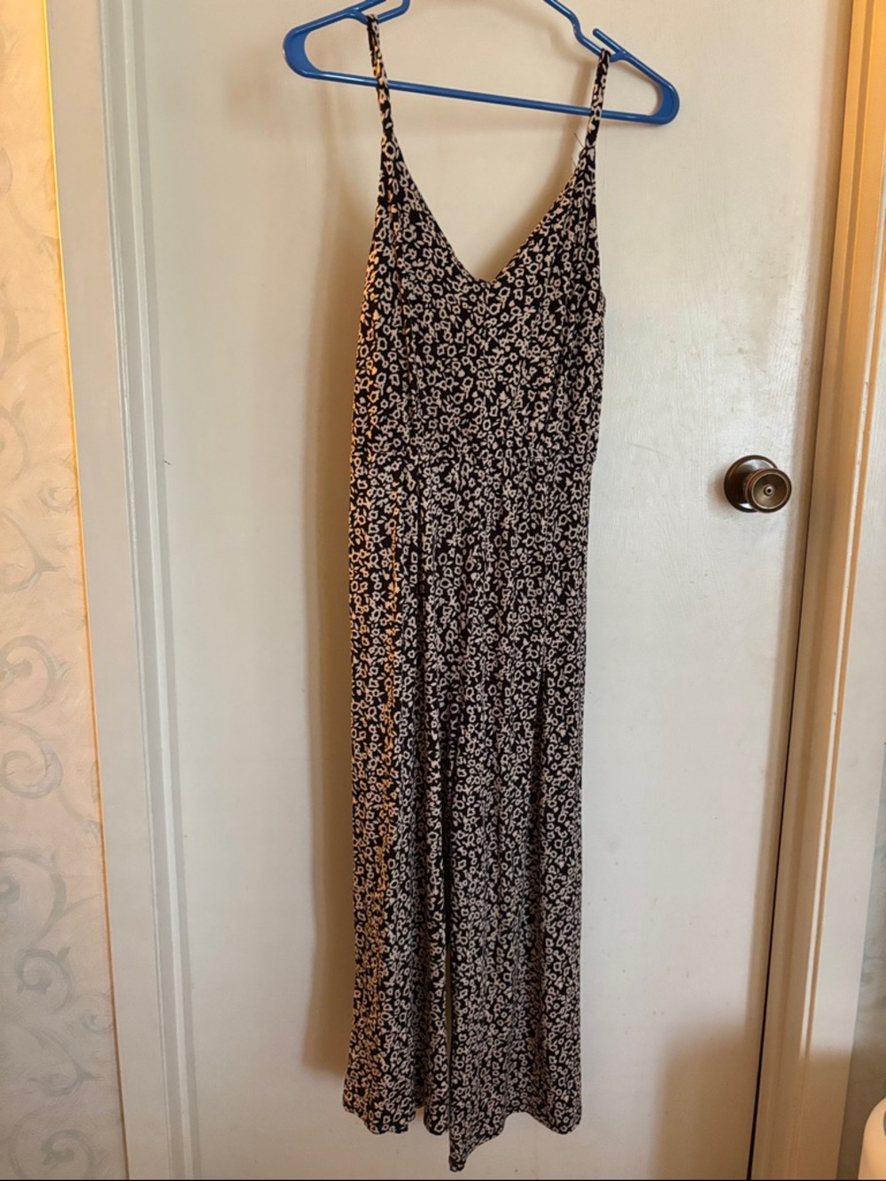 bobeau Black & White Floral Slip Midi Jumpsuit